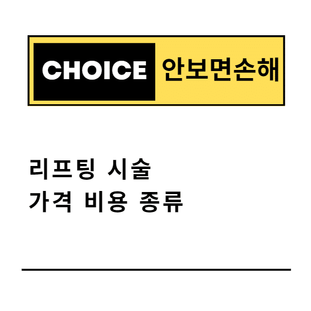 리프팅 시술 가격 비용 종류(안보면 손해)